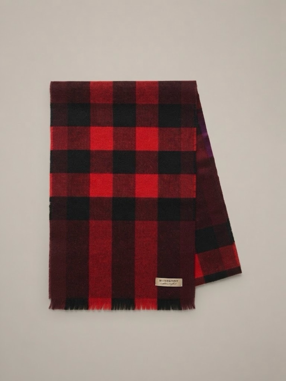 Burberry Giant Red Tartan Plaid Check Cashmere Wool Scarf